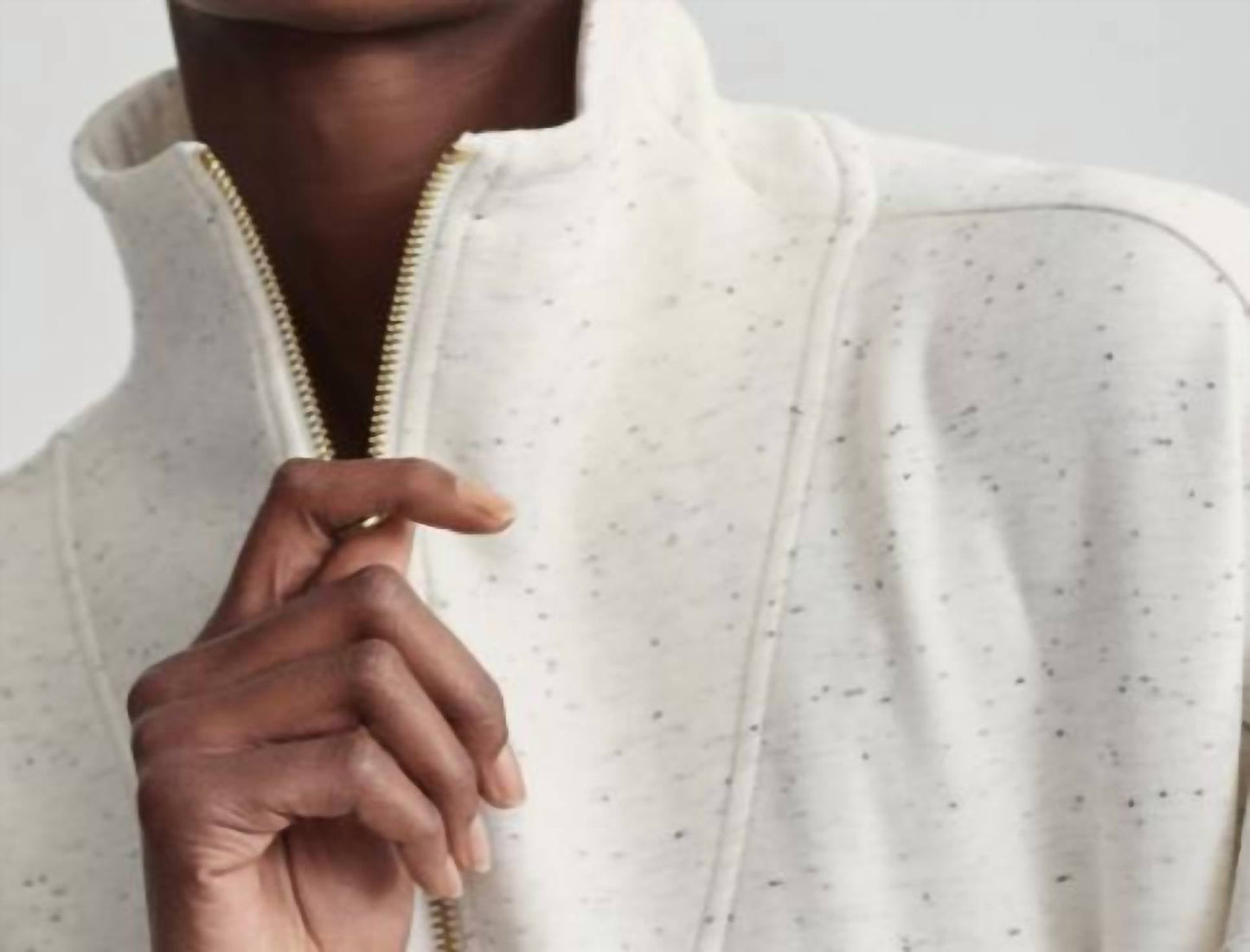 Varley - Hawley Half Zip Sweat Ivory Marl Fleck