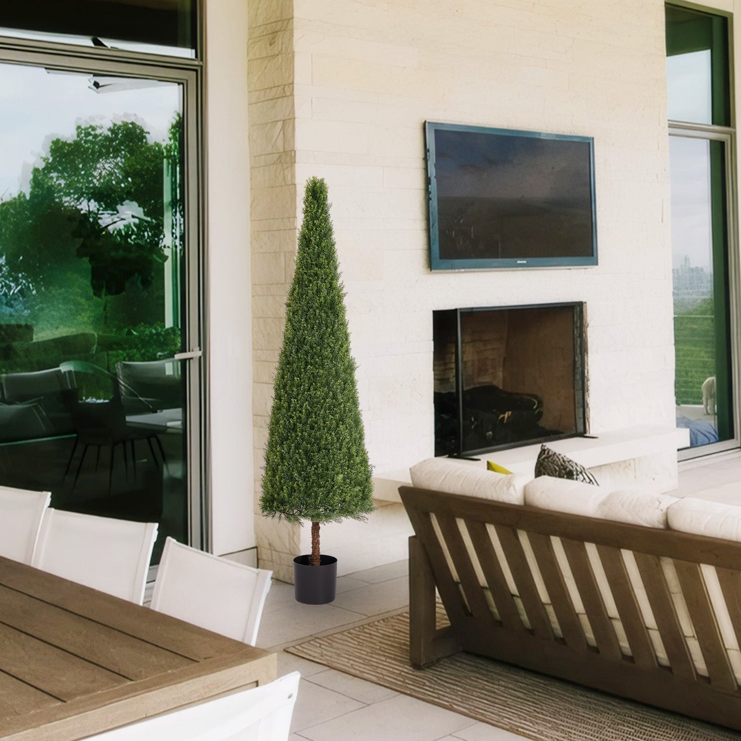 6FT Artificial Conical Topiary Tree UV Resistant Faux Cedar