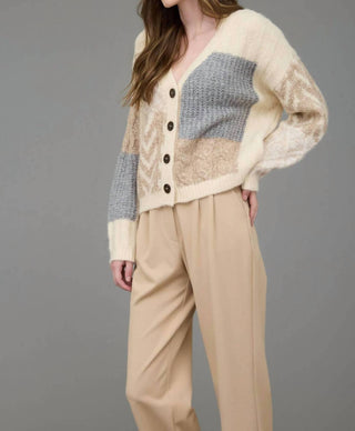 Blu Pepper - V Neck Patchwork Cardigan