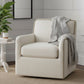 Tolland Swivel Accent Chair With Antique Brass Nailhead Trim - Cream
