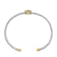18K Yellow Gold Plated .925 Sterling Silver Diamond Accent  and Fleur Di Lis Medallion Bangle Bracelet (I-J Color, SI1-SI2 Clarity) - 7.25 Inches