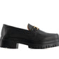 Andrea - Women's Black Penny Loafers With Golden Ornament