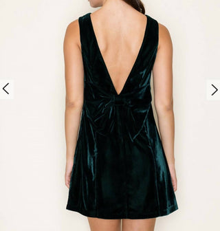 B.Right - Velvet Mini Dress With A V-back And Waist Ribbon