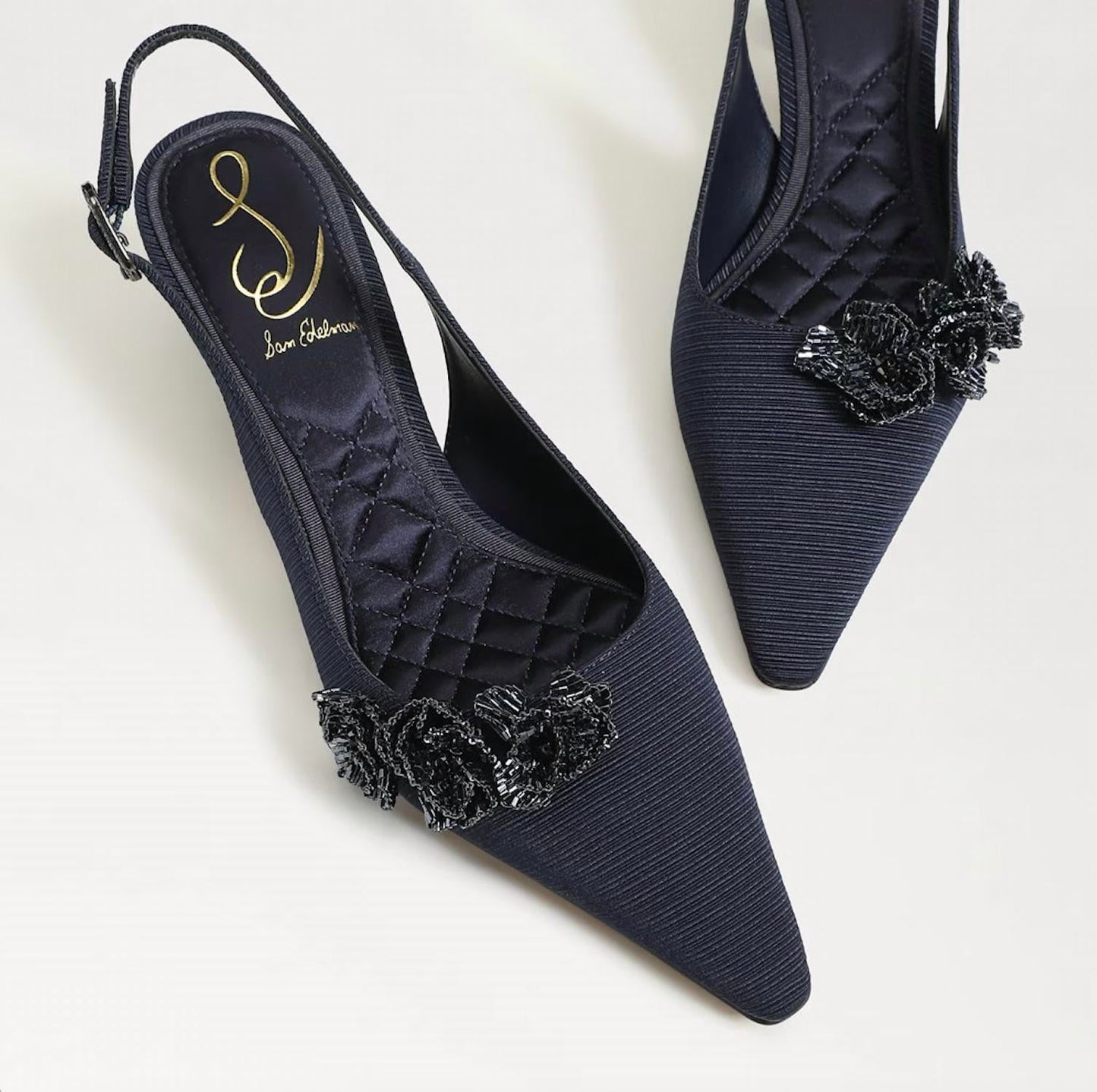 Sam Edelman - Women's Bianka Fabric Pointed Toe Slingback Kitten Heeled Pump