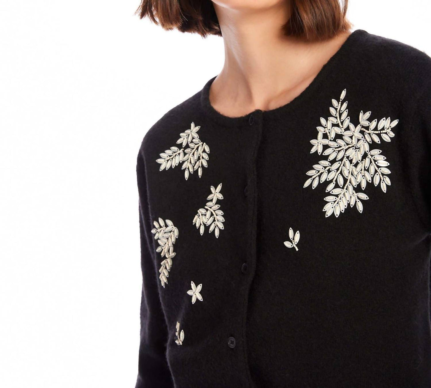 Fifteen Twenty - Bree Embellished Leaf Embroidery Cardigan