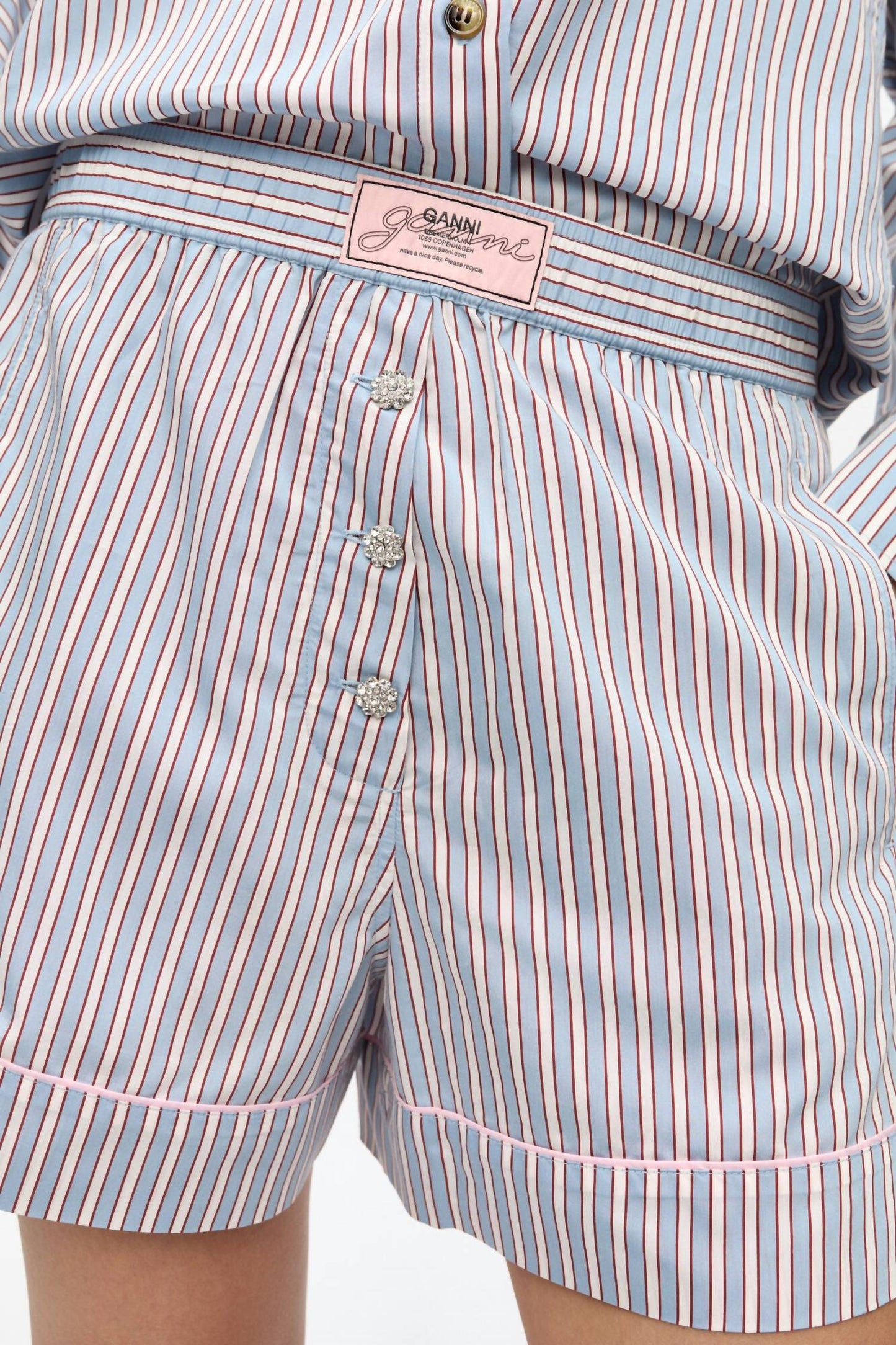 Ganni - Striped Elasticated Shorts