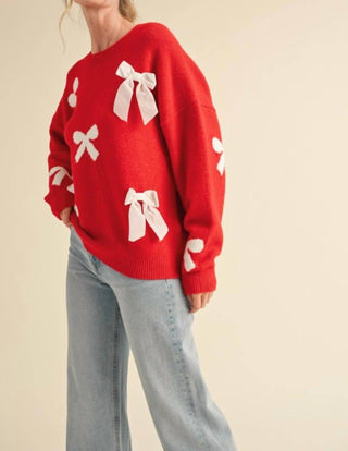 &Merci - Nora Velvet Bow Pattern Sweater