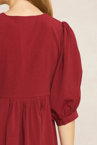 Entro - V Neck Baby Doll Dress