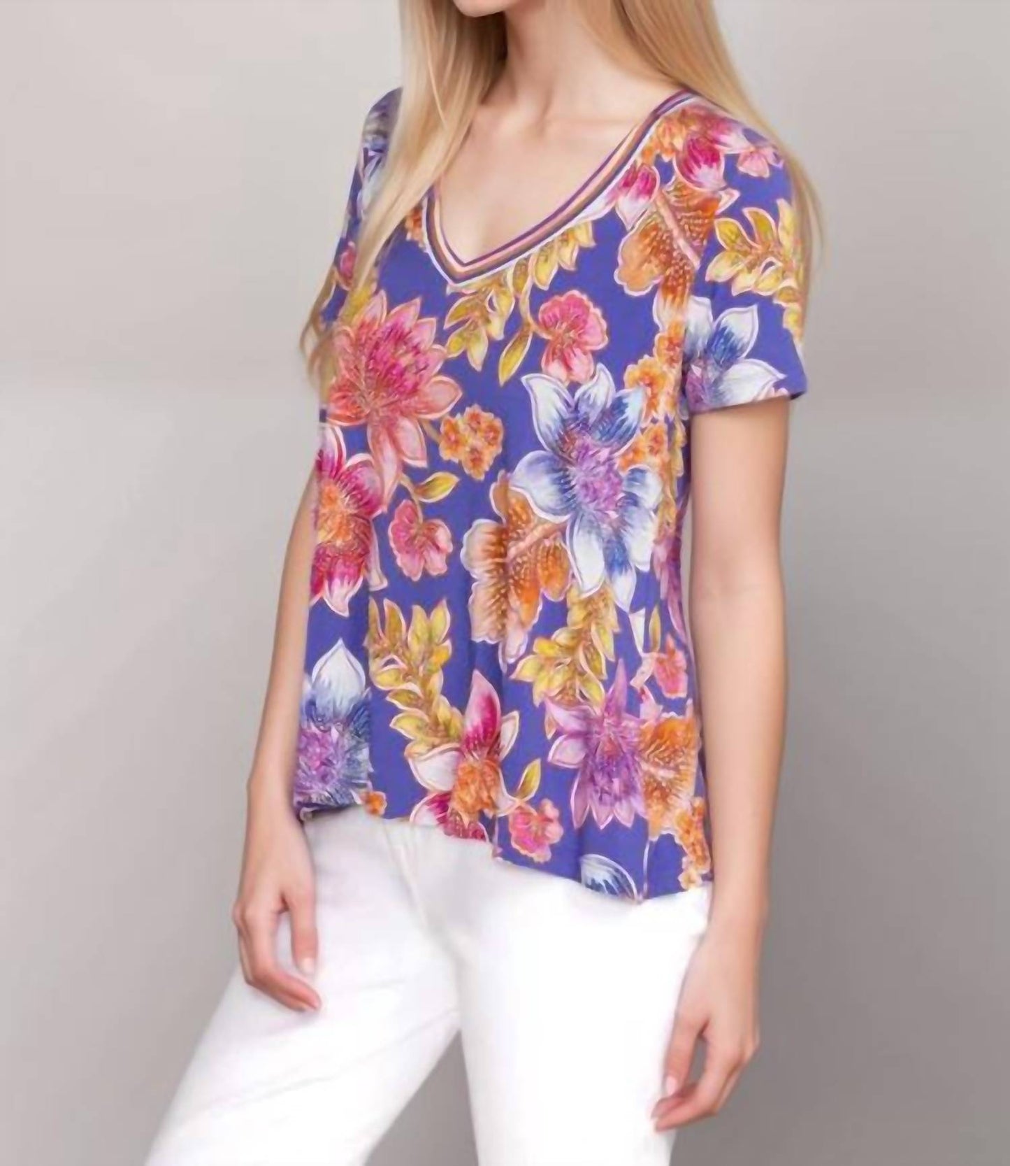 Johnny Was - The Janie Favorite Short Sleeve V-neck Swing Tee