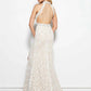 Mac Duggal - Beaded Lace Gown with High Side Slit