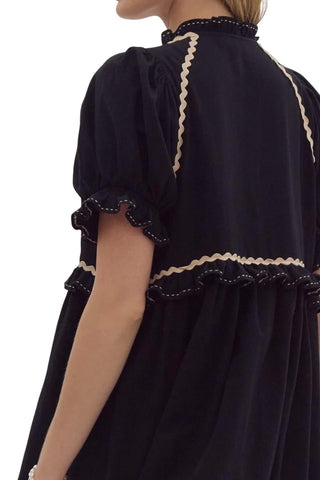 Entro - V-neck Puff Sleeve Mini Dress