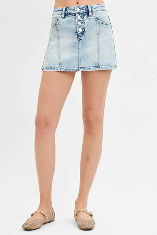 Trendsi - Risen Full Size High Rise Button Down Skorts Plus Size