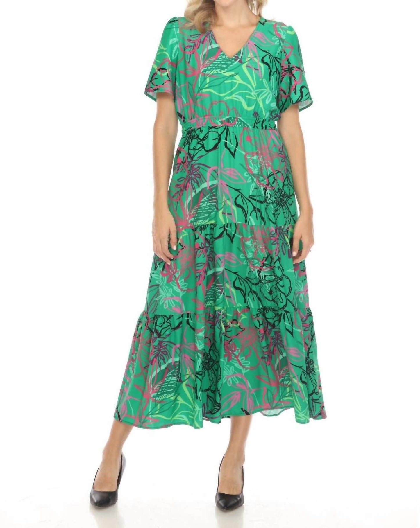 Joseph Ribkoff - Floral Print Tiered Maxi Dress