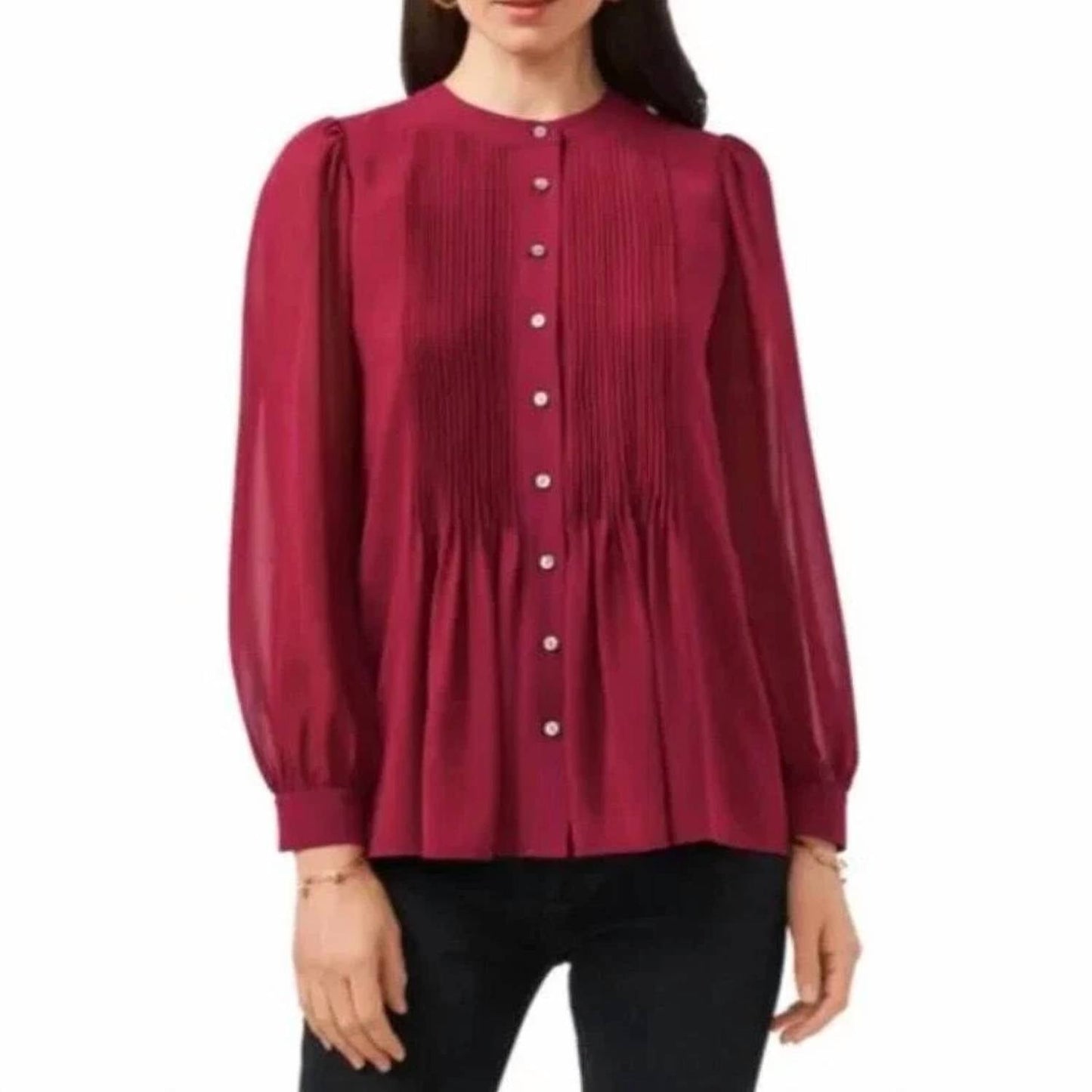 1.State - Pintuck Yoke Button-up Blouse