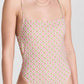 Tory Burch - Women's Printed Tie-Back Adjustable Strap Padded One Piece Swimsuit Vauban Diamond