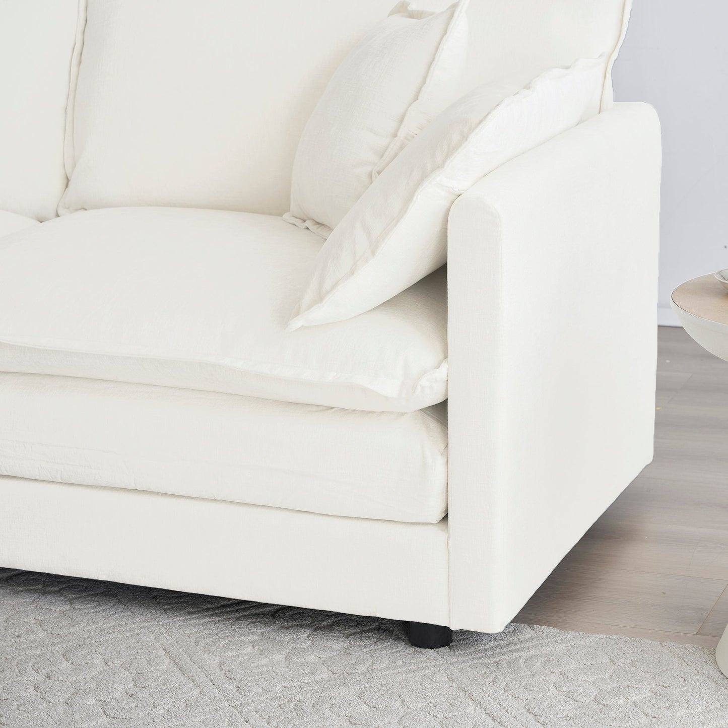 Mid-Century Modern Couch 3-Seater Sofa with Chenille Fabric