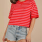 Very J - Oversized Stripe Casual Comfy Knit Top