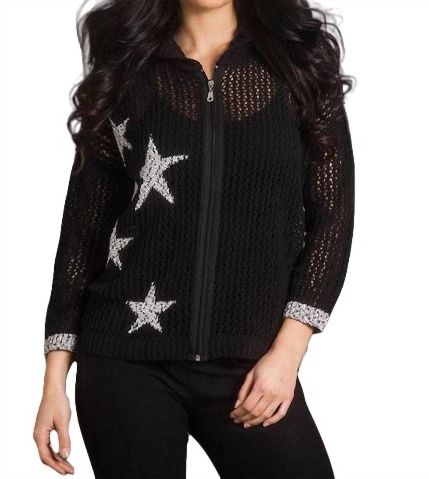 French Kyss - Crochet Star Crew Zip Up Hoodie