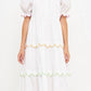 2.7 August Apparel - Scallop Edge Puffy Short Sleeve Midi Dress
