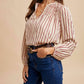 Anniewear - Notch Neck Striped Blouse