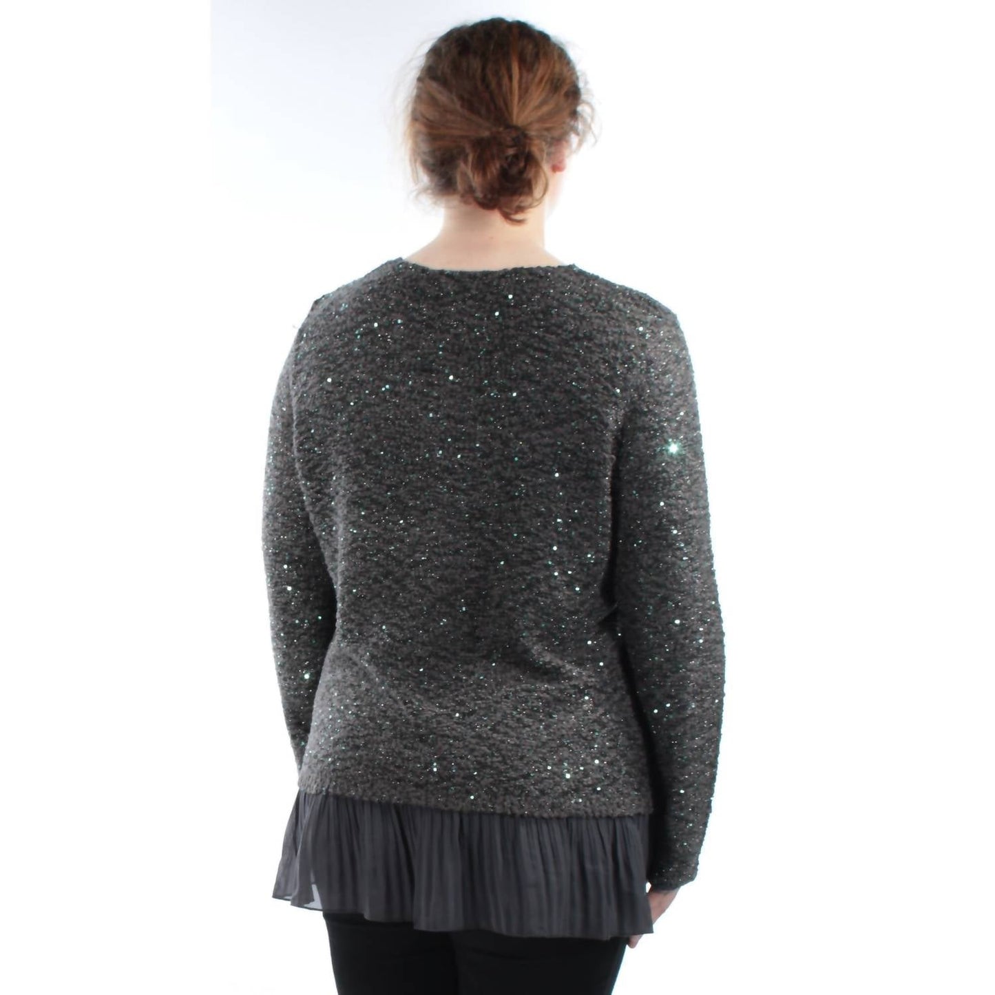 Alfani - Pleated Hem Sequin Sweater