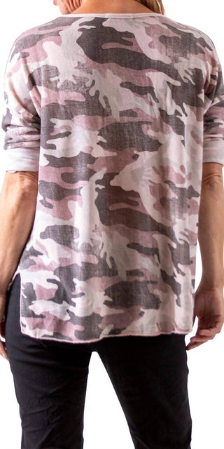 Gigi Moda - Alana Camo Sweater with Writing