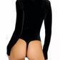 Good American - Velvet Long-Sleeve Bodysuit