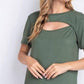 Wholesale Fashion Square - Cutout Neck Short Sleeve Tee