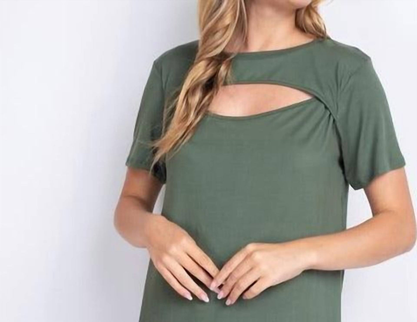 Wholesale Fashion Square - Cutout Neck Short Sleeve Tee
