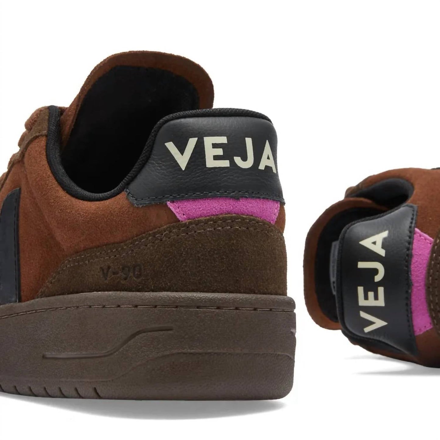 Veja - Men's V-90 Suede Walnut Black Sneakers