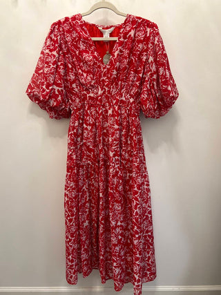 Apricot - Tiered Roses Midi Dress