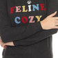 Pj Salvage - Women's Heather Slate Feline Cozy Flannels Lounge Top