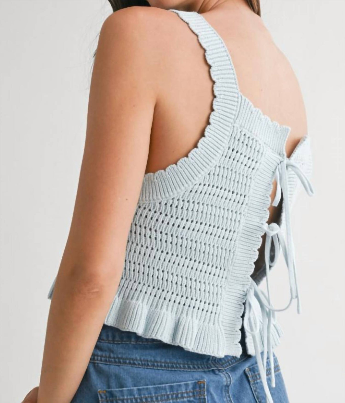 Miou Muse - Crochet Ruffle Hem Top