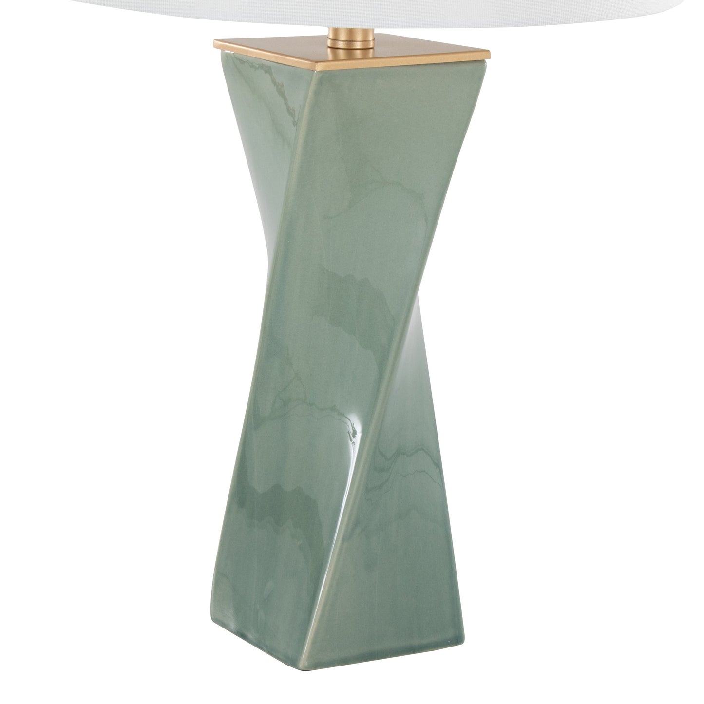 Curvo Square Contemporary 27" Ceramic Table Lamp in Sage Green