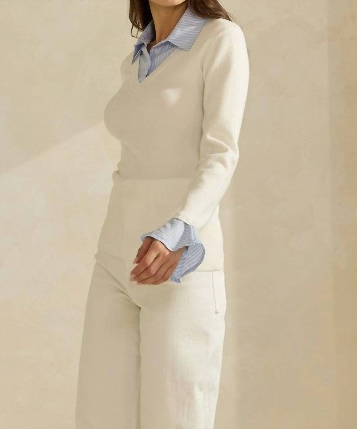 Able - Sweater Top With Contrast Neck & Cuffs