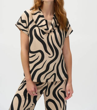 Joseph Ribkoff - Abstract Print Cowl Neck Top