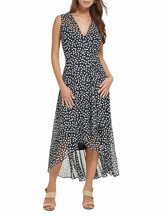 Calvin Klein - Polka Dot Sleeveless High Low Dress
