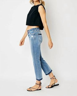 Judy Blue - Mid Rise Release Hem Cropped Bootcut Jeans