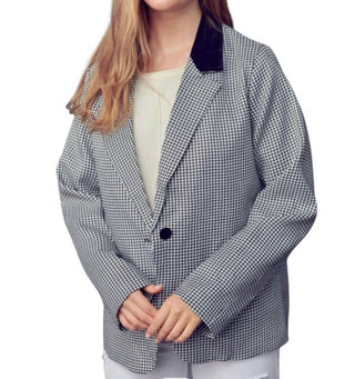 &Merci - Contrast Lapel Collar Houndstooth Blazer