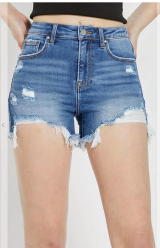 Risen - High Rise Distressed Shorts