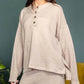 Bucketlist - Solid Blushed Knit Oversize Henley Top