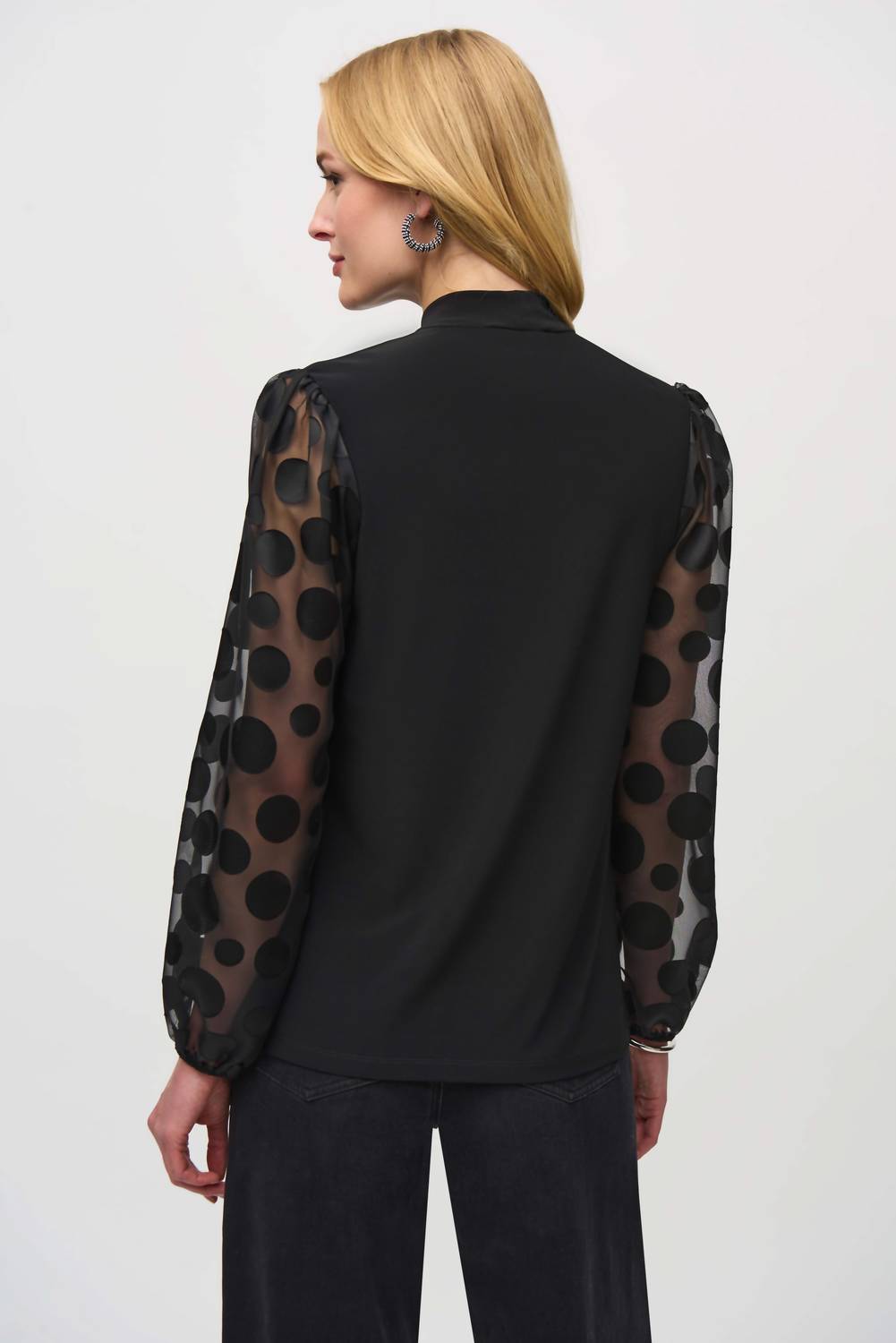 Joseph Ribkoff - Polka Dot Bishop Sleeve Pullover Top