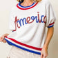 Trendsi - BiBi Metallic America Letter Short Sleeve Sweater