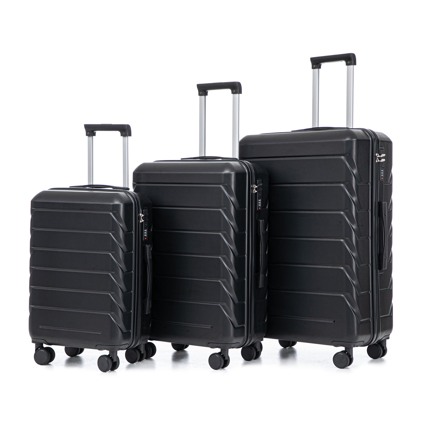 3-Piece Luggage Set – 20" / 24" / 28" ABS Spinner Suitcase with 360° Wheels & Combination Lock- Black