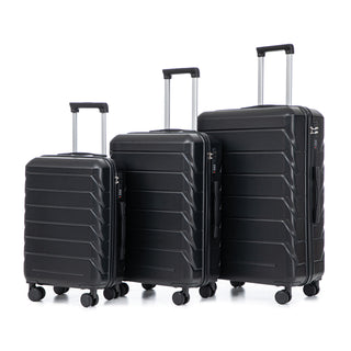 3-Piece Luggage Set – 20" / 24" / 28" ABS Spinner Suitcase with 360° Wheels & Combination Lock- Black