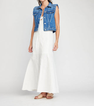 Self Contrast - Arizona Crop Slim Denim Vest