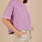 Very J - Oversized Stripe Casual Comfy Knit Top