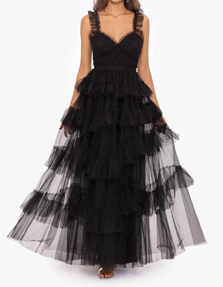 Betsy & Adam - Gigi Long Ruffle Mesh Dress