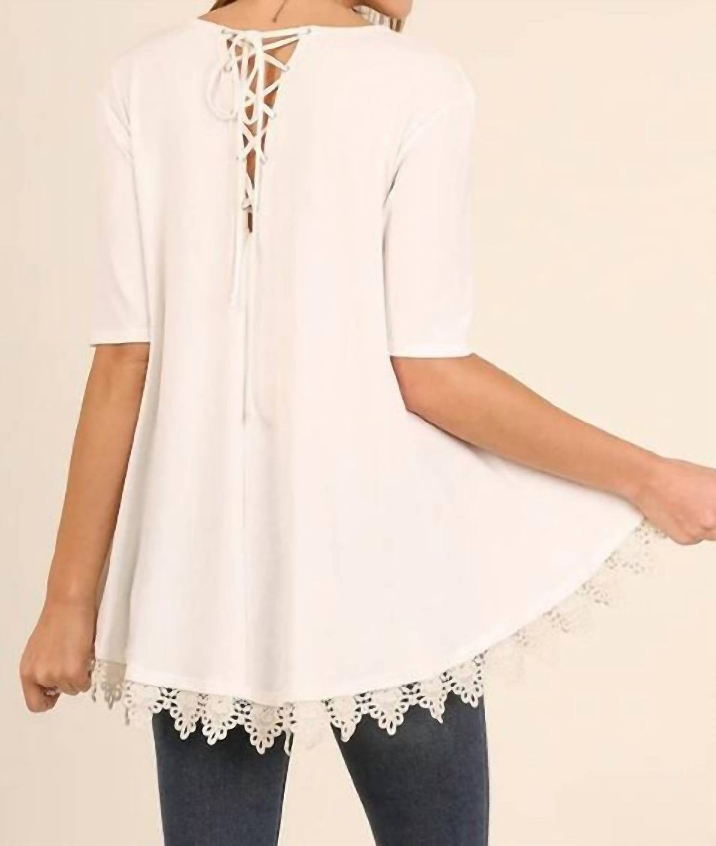Umgee - Crochet Lace Up Drawstring Tunic