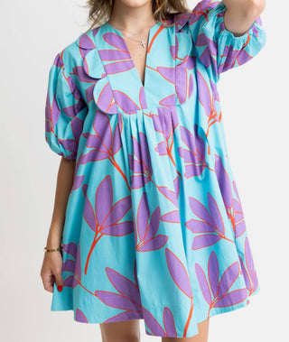 Karlie - Women's Abstract Leaf Scallop Dress